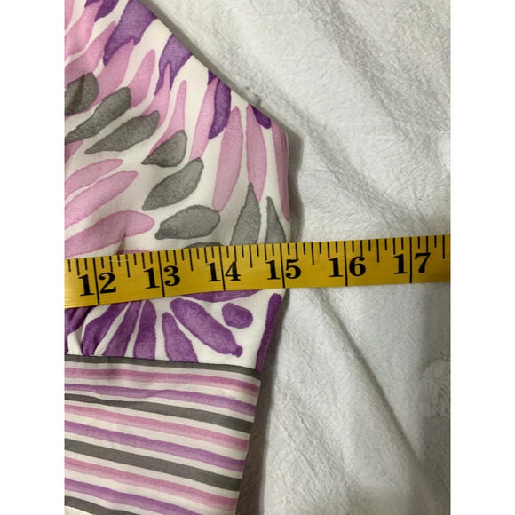 BCBG Max Azria Halter Dress Sz 2 Pink Purple Gray Medalion Silk Handkerchief Hem - Picture 4 of 10